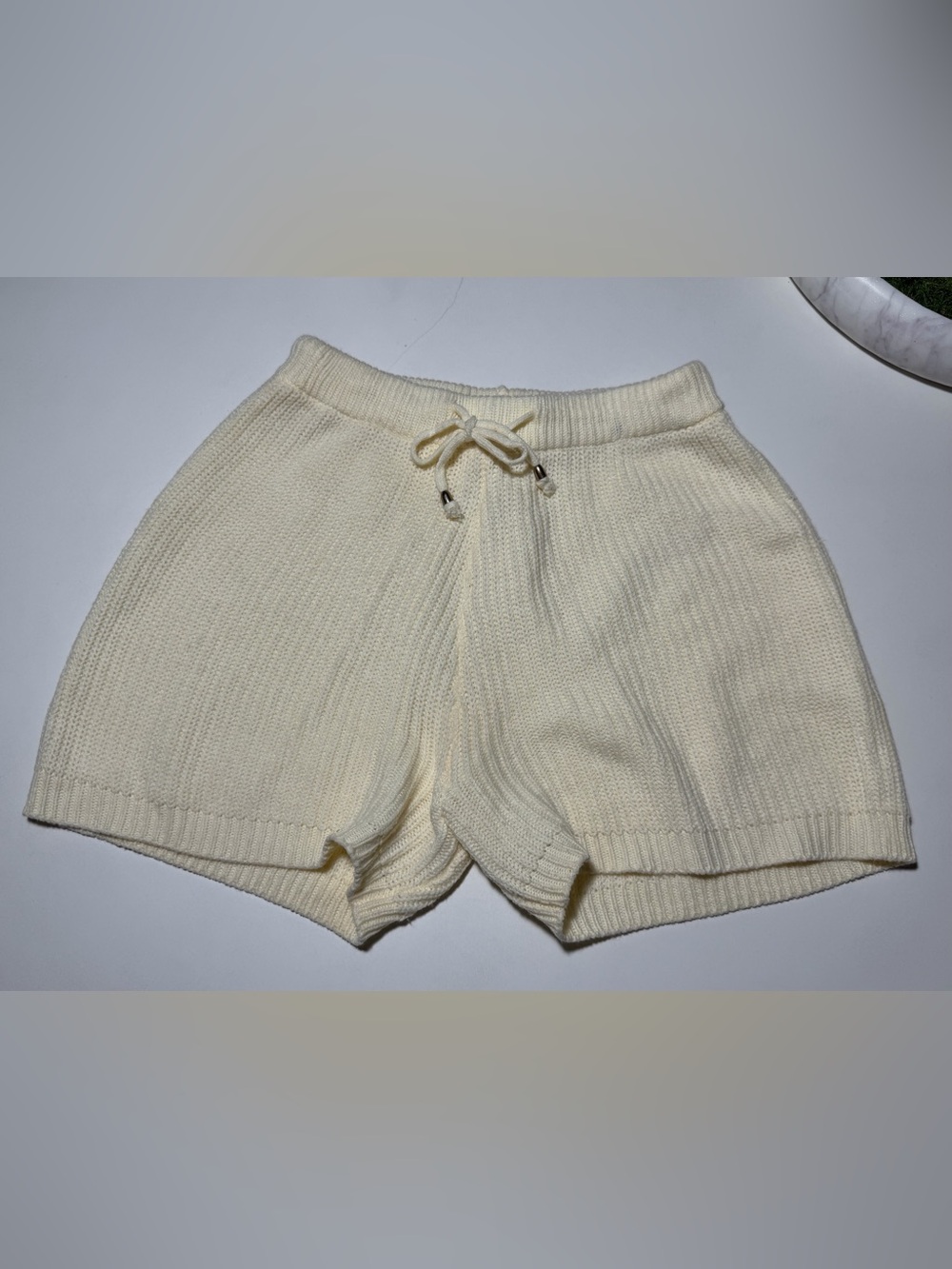 Morrisday The Label Cream Knit Lounge Shorts Size Large Drawstring High Waist